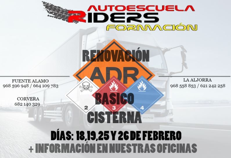 CURSO RENOVACIÓN ADR BÁSICO + CISTERNAS